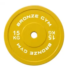 Диск олимпийский BRONZE GYM тяжелоатлетический желтый 15 кг